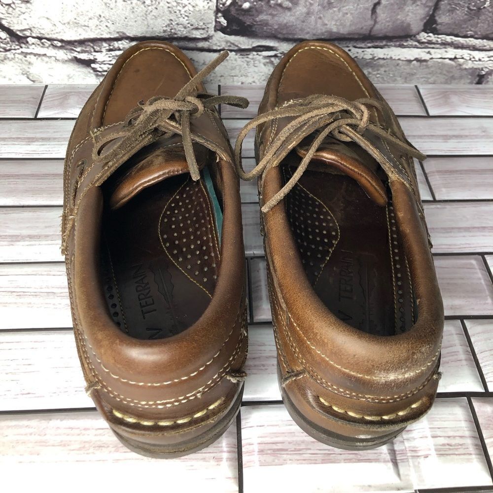 New Terrain Goodyear Brown Genuine Leather Boat Lace Casual Shoes Men Sz 8.5D US - Picture 10 of 15